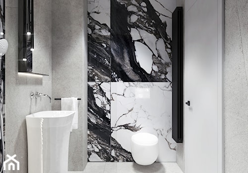 Elegancka łazienka z prysznicem walk-in i umywalką wolnostojącą - zdjęcie od KAROLINA POPIEL - ARCHITEKTURA WNĘTRZ