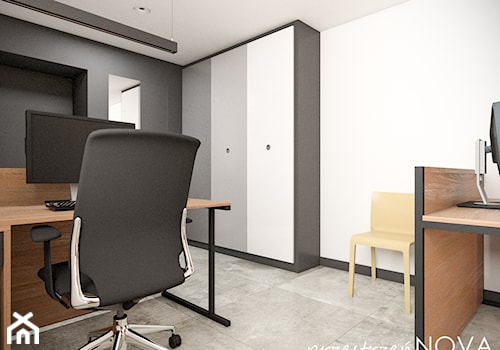 Przestrzeń biurowa firmy Repablo - Średnie w osobnym pomieszczeniu białe czarne biuro, styl industr ... - zdjęcie od przestrzeńNOVA