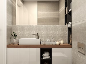 TOALETA POD SCHODAMI - Mała z lustrem z marmurową podłogą łazienka, styl nowoczesny - zdjęcie od przestrzeńNOVA