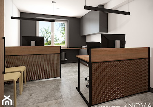 Przestrzeń biurowa firmy Repablo - Średnie białe czarne biuro, styl industrialny - zdjęcie od przestrzeńNOVA