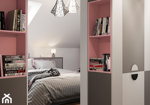 SYPIALNIA NA PODDASZU - Mała biała sypialnia, styl nowoczesny - zdjęcie od przestrzeńNOVA