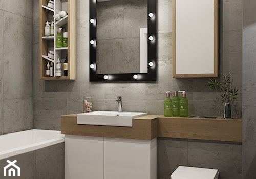 ŁAZIENKA PRZY SYPIALNI - Mała na poddaszu bez okna z lustrem łazienka, styl nowoczesny - zdjęcie od przestrzeńNOVA