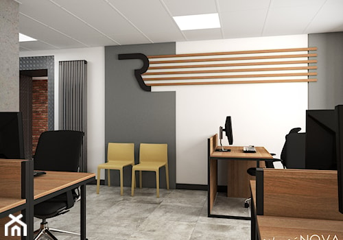Przestrzeń biurowa firmy Repablo - Średnie białe szare biuro, styl industrialny - zdjęcie od przestrzeńNOVA