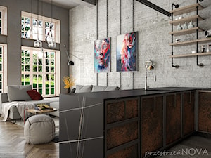 HARD LOFT - Salon, styl industrialny - zdjęcie od przestrzeńNOVA