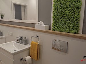 nowoczesna łazienka - Mała na poddaszu bez okna z lustrem z dwoma umywalkami łazienka, styl nowoczesny - zdjęcie od Fornex meble na wymiar