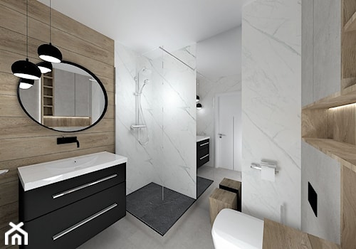 Łazienka - Średnia bez okna z lustrem łazienka, styl minimalistyczny - zdjęcie od WKWADRAT - PRACOWNIA ARANŻACJI WNĘTRZ