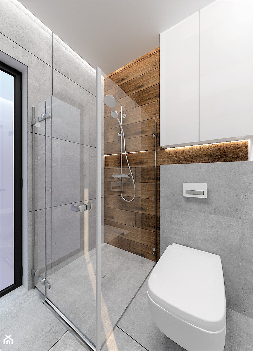 Projekt gościnnej łazienki w domku jednorodzinnym - Średnia bez okna łazienka, styl nowoczesny - zdjęcie od WKWADRAT - PRACOWNIA ARANŻACJI WNĘTRZ