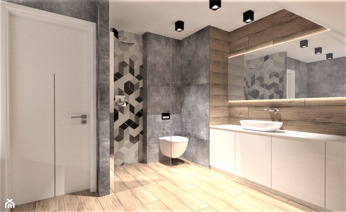 Łazienka w stylu nowoczesnym - Duża z punktowym oświetleniem łazienka, styl tradycyjny - zdjęcie od WKWADRAT - PRACOWNIA ARANŻACJI WNĘTRZ - Homebook
