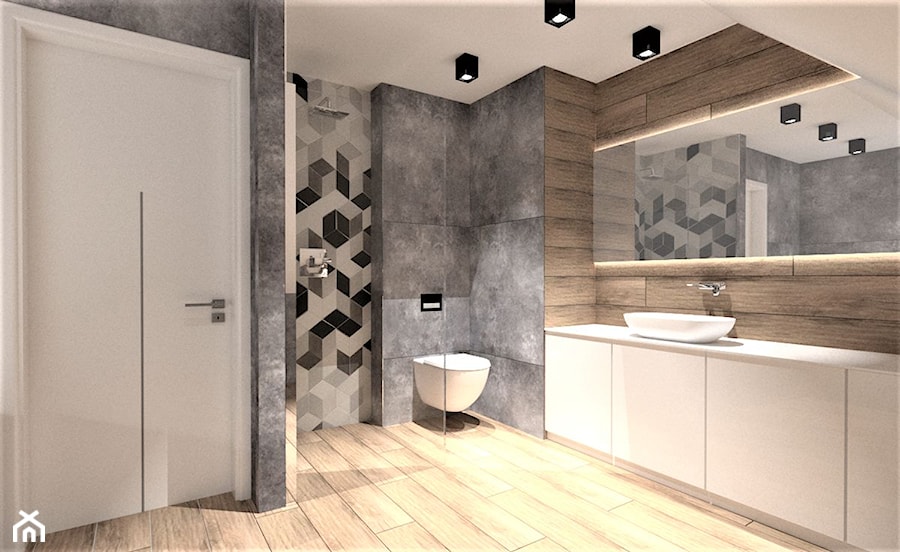 Łazienka w stylu nowoczesnym - Duża z punktowym oświetleniem łazienka, styl tradycyjny - zdjęcie od WKWADRAT - PRACOWNIA ARANŻACJI WNĘTRZ