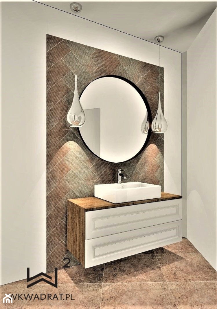 Łazienki Oasis, Rewal - Mała bez okna z lustrem łazienka, styl rustykalny - zdjęcie od WKWADRAT - PRACOWNIA ARANŻACJI WNĘTRZ