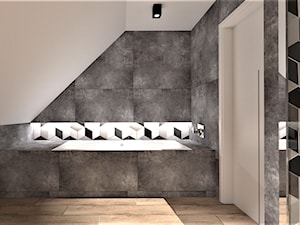 Łazienka w stylu nowoczesnym - Średnia na poddaszu bez okna z punktowym oświetleniem łazienka, styl nowoczesny - zdjęcie od WKWADRAT - PRACOWNIA ARANŻACJI WNĘTRZ
