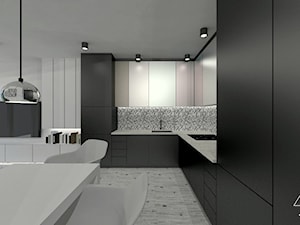 Projekt kuchni z częścią dzienną w mieszkaniu 53m2 - Kuchnia, styl nowoczesny - zdjęcie od WKWADRAT - PRACOWNIA ARANŻACJI WNĘTRZ