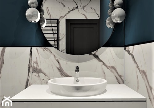 Łazienka gościnna, dom jednorodzinny - Z marmurową podłogą łazienka, styl nowoczesny - zdjęcie od WKWADRAT - PRACOWNIA ARANŻACJI WNĘTRZ
