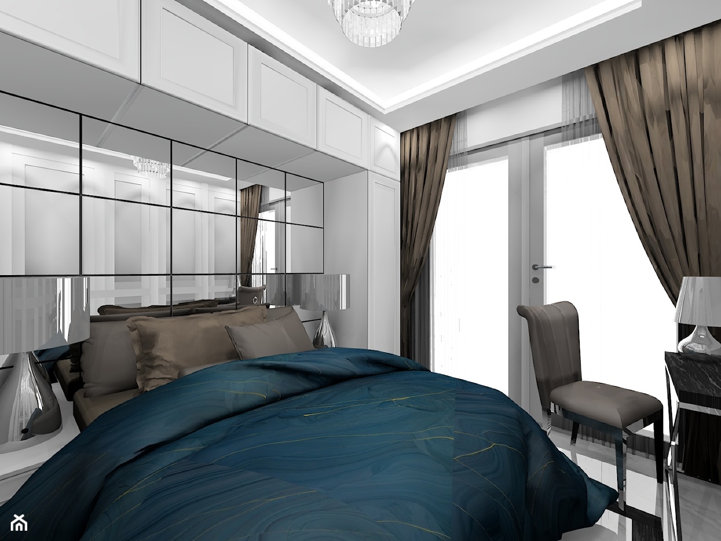 Sypialnia w stylu glamour - Wnętrza publiczne, styl tradycyjny - zdjęcie od WKWADRAT - PRACOWNIA ARANŻACJI WNĘTRZ - Homebook