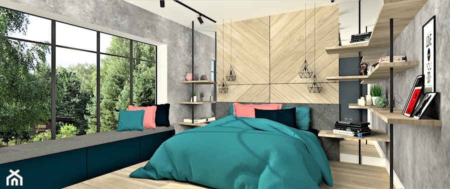 Sypialnia - Średnia szara sypialnia, styl rustykalny - zdjęcie od WKWADRAT - PRACOWNIA ARANŻACJI WNĘTRZ