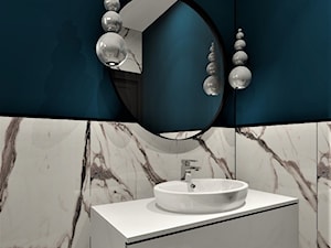 Łazienka gościnna, dom jednorodzinny - Mała bez okna z lustrem z marmurową podłogą z punktowym oświetleniem łazienka, styl industrialny - zdjęcie od WKWADRAT - PRACOWNIA ARANŻACJI WNĘTRZ