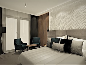 Sypialnia nowoczesna - Średnia szara sypialnia, styl glamour - zdjęcie od WKWADRAT - PRACOWNIA ARANŻACJI WNĘTRZ