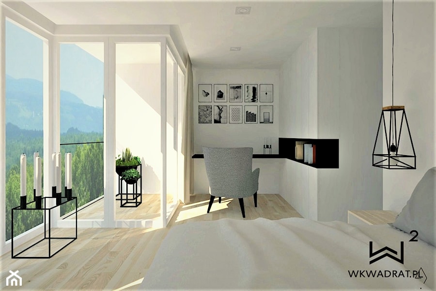 Sypialnia Jasna z garderobą - Sypialnia, styl minimalistyczny - zdjęcie od WKWADRAT - PRACOWNIA ARANŻACJI WNĘTRZ