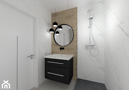 Łazienka - Średnia bez okna z marmurową podłogą łazienka, styl nowoczesny - zdjęcie od WKWADRAT - PRACOWNIA ARANŻACJI WNĘTRZ