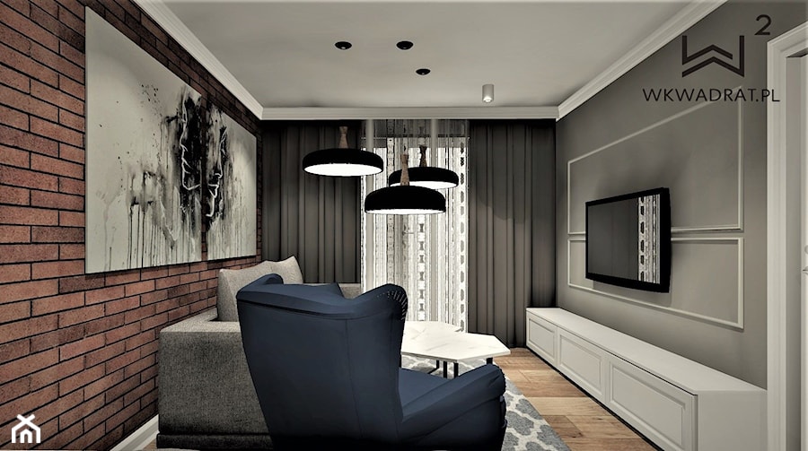 Apartament na wynajem w Kołobrzegu 2 - Średni czarny salon, styl glamour - zdjęcie od WKWADRAT - PRACOWNIA ARANŻACJI WNĘTRZ