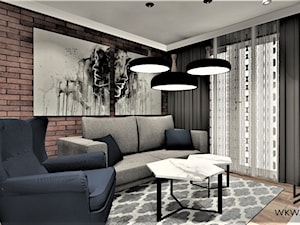 Apartament na wynajem w Kołobrzegu 2 - Mały szary salon, styl skandynawski - zdjęcie od WKWADRAT - PRACOWNIA ARANŻACJI WNĘTRZ