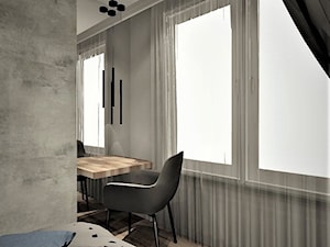Sypialnia w apartamencia na wynajem Kołobrzeg - Mała szara z biurkiem sypialnia, styl rustykalny - zdjęcie od WKWADRAT - PRACOWNIA ARANŻACJI WNĘTRZ