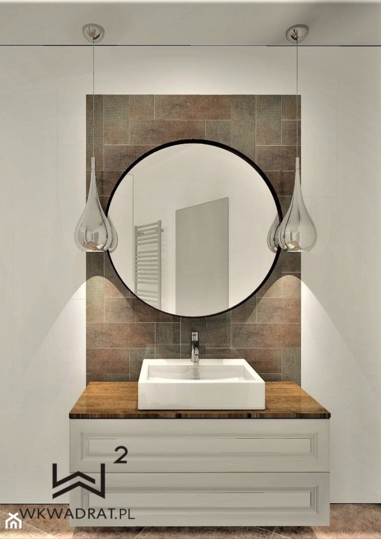 Łazienki Oasis, Rewal - Mała bez okna z lustrem łazienka, styl rustykalny - zdjęcie od WKWADRAT - PRACOWNIA ARANŻACJI WNĘTRZ