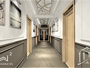 Korytarz - Duży biały czarny z marmurem na podłodze hol / przedpokój, styl glamour - zdjęcie od WKWADRAT - PRACOWNIA ARANŻACJI WNĘTRZ