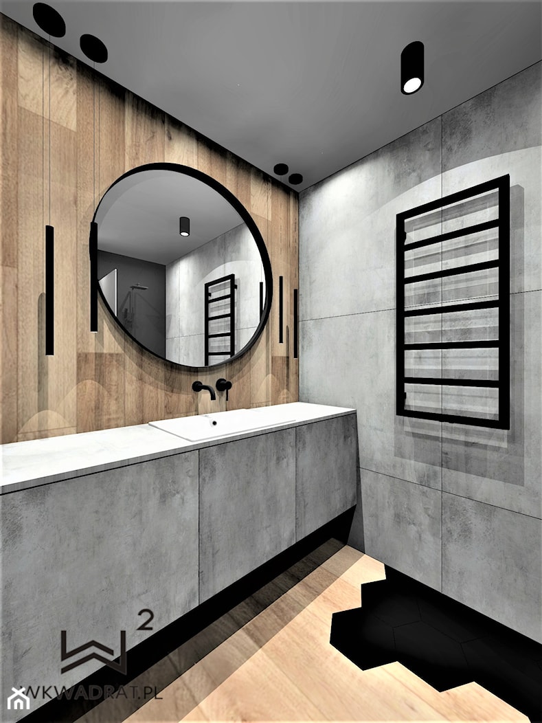 Łazienka w apartamencie na wynajem - Średnia bez okna z punktowym oświetleniem łazienka, styl nowoczesny - zdjęcie od WKWADRAT - PRACOWNIA ARANŻACJI WNĘTRZ - Homebook