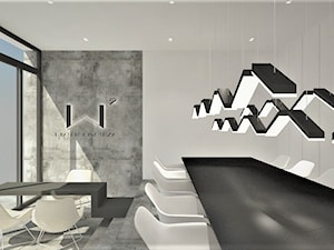 Projekt biura - Duże białe szare biuro, styl minimalistyczny - zdjęcie od WKWADRAT - PRACOWNIA ARANŻACJI WNĘTRZ