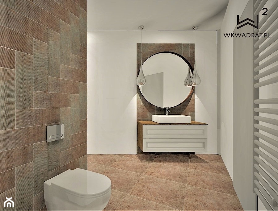 Łazienki Oasis, Rewal - Średnia bez okna z lustrem łazienka, styl rustykalny - zdjęcie od WKWADRAT - PRACOWNIA ARANŻACJI WNĘTRZ
