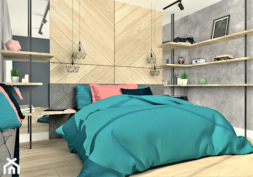 Sypialnia - Średnia biała czarna sypialnia z balkonem / tarasem, styl rustykalny - zdjęcie od WKWADRAT - PRACOWNIA ARANŻACJI WNĘTRZ