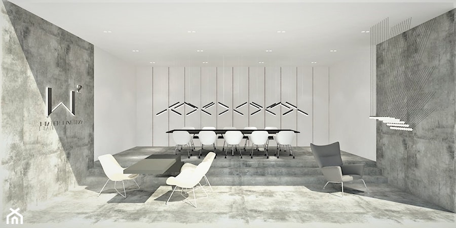 Projekt biura - Duże białe szare biuro, styl nowoczesny - zdjęcie od WKWADRAT - PRACOWNIA ARANŻACJI WNĘTRZ