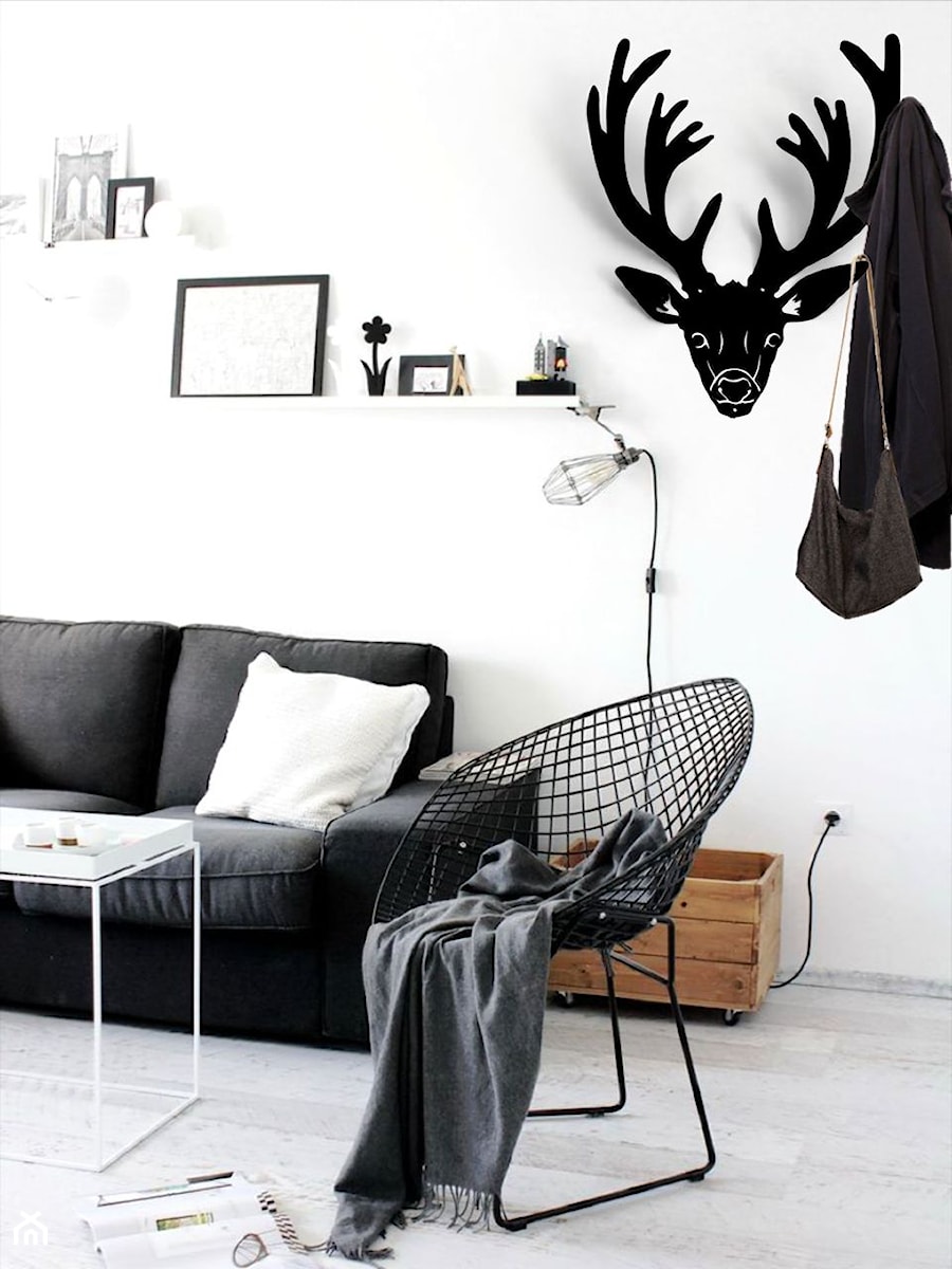 Wieszak ścienny Deer (czarny), Półka ścienna New York (biała) - zdjęcie od KIZO Design • Meble Nowoczesnych Wnętrz!