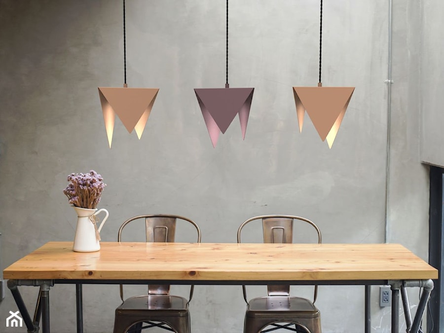 Lampa wisząca Origami potrójna (miedziana/chrome) - zdjęcie od KIZO Design • Meble Nowoczesnych Wnętrz!