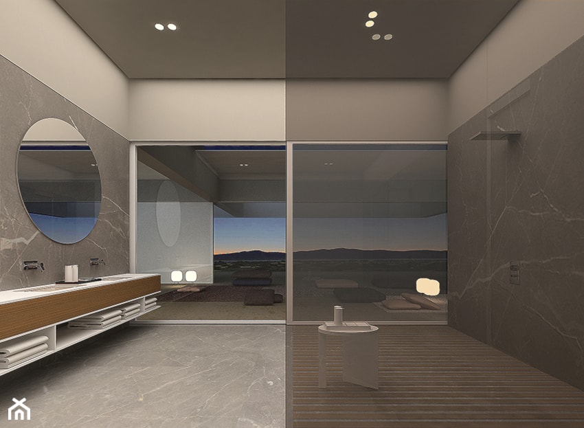 shapeShift - Średnia na poddaszu z lustrem łazienka z oknem, styl nowoczesny - zdjęcie od Anna Maj Interiors