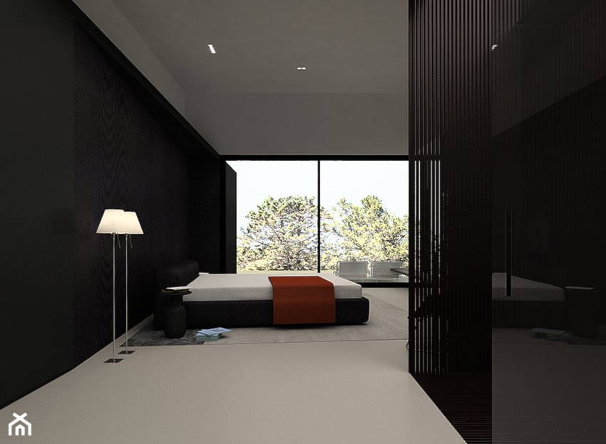 outLooK - Duża biała czarna sypialnia, styl nowoczesny - zdjęcie od Anna Maj Interiors - Homebook