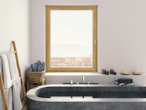 Trendy 2019 - Mała łazienka z oknem, styl skandynawski - zdjęcie od KRISPOL Sp. z o.o.