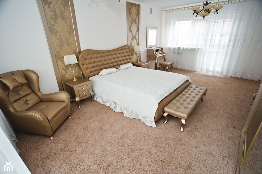 Pokój styl Art Deco - Średnia szara sypialnia z balkonem / tarasem, styl glamour - zdjęcie od irfoto - fotografia wnętrz i architektury