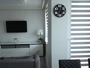 remont - Średni biały szary salon z jadalnią, styl nowoczesny - zdjęcie od Wiola Czarnojan