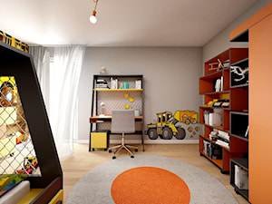 Pokój Bob Budowniczy - Średni szary pokój dziecka dla nastolatka dla chłopca dla dziewczynki, styl nowoczesny - zdjęcie od Sharing4Kids