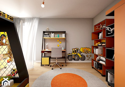 Pokój Bob Budowniczy - Średni szary pokój dziecka dla nastolatka dla chłopca dla dziewczynki, styl nowoczesny - zdjęcie od Sharing4Kids
