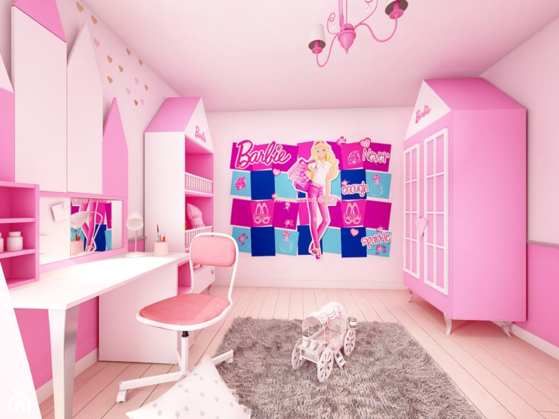 Pokój Barbie - Średni różowy pokój dziecka dla dziecka dla nastolatka dla dziewczynki, styl nowoczesny - zdjęcie od Sharing4Kids - Homebook