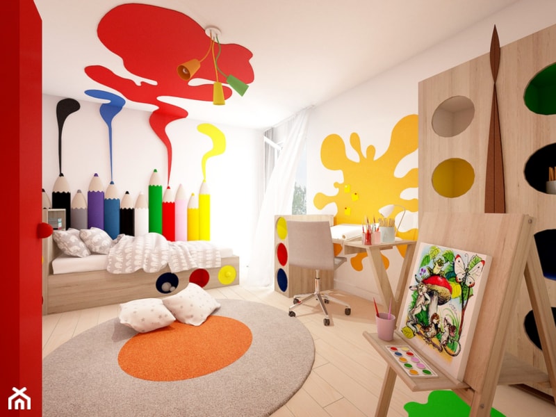Pokój Plastyczki - Średni biały pokój dziecka dla dziecka dla nastolatka dla chłopca dla dziewczynki, styl nowoczesny - zdjęcie od Sharing4Kids