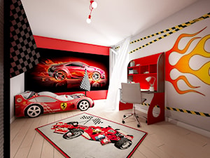 Pokój Auta - Średni czerwony szary pokój dziecka dla dziecka dla chłopca dla dziewczynki, styl nowoczesny - zdjęcie od Sharing4Kids