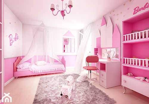 Pokój Barbie - Duży różowy pokój dziecka dla nastolatka dla dziewczynki, styl nowoczesny - zdjęcie od Sharing4Kids