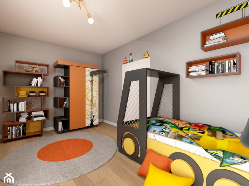 Pokój Bob Budowniczy - Średni szary pokój dziecka dla dziecka dla chłopca dla dziewczynki, styl nowoczesny - zdjęcie od Sharing4Kids - Homebook