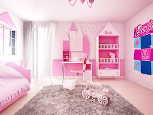Pokój Barbie - Średni różowy pokój dziecka dla dziecka dla dziewczynki, styl nowoczesny - zdjęcie od Sharing4Kids