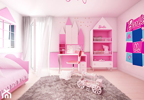 Pokój Barbie - Średni różowy pokój dziecka dla dziecka dla dziewczynki, styl nowoczesny - zdjęcie od Sharing4Kids