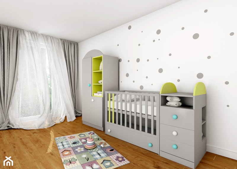 Pokój niemowlaka - Średni biały pokój dziecka dla niemowlaka dla chłopca dla dziewczynki, styl nowoczesny - zdjęcie od Sharing4Kids - Homebook